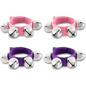 EASTROCK Wrist Bells Jingle Bells Christmas Musical Rhythm Wrist Shaking Percussion Orchestra Rattles (Pink+Purple)