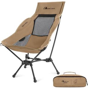 MOON LENCE High Back Folding Camping Chair, 330lbs Portable Compact Chair with Wide Seat & Ergonomic Back Support (Khaki)
