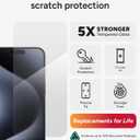 ZAGG Glass Elite iPhone 15 Pro Max Screen Protector - 5X Stronger with Reinforced Edges, Scratch & Smudge-Resistant Surface, InvisibleShield, Easy to Install