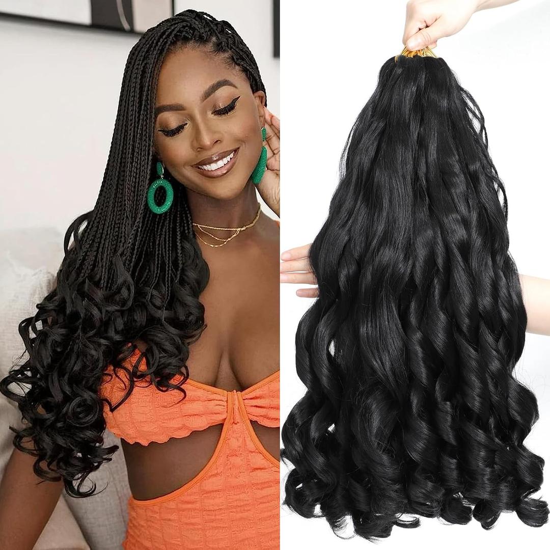 French Curl Braiding Hair Extensions 14 Inch 8 Packs Pre Stretched Crochet Braids
