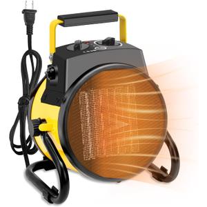 1500W Portable Garage Heater, Electric Outdoor Heater with Fast Heating & Overheat Protection, Patio and Greenhouse Space Heater for Indoor or Outdoor Use, Yellow