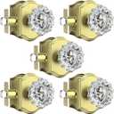 5 Pack Glass Crystal Door Knobs, Brushed Gold Crystal Passage Door Knobs Interior, Gorgeous Gold Crystal Glass Door Knob for Closet and Hall, Satin Brass