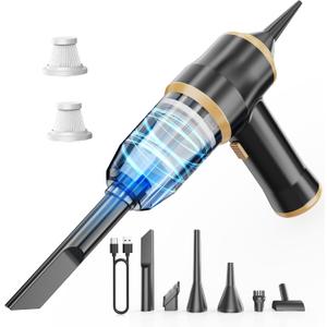 Mini Car Vacuum 15000Pa Portable Cordless Handheld Vacuum Cleaner and Air Duster with 2 Filter for Car, Sofa, Office, Pet, Home (Black)