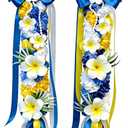 67" 2026 Blue Gold Graduation Leis Class of 2026 Grad Ribbon Lei Hawaiian Ribbon Graduation Braided Lei with Flowers for High School College Student Congrats Grad Gifts Party Accessories