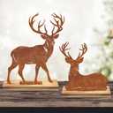 Reindeer,Deer Christmas Mantel Decor,Primitive Rusti Farmhouse Cozy Christmas Decor,Reindeer Christmas Decor,Holiday Fireplace Table Decorations Metal Reindeer (Elk)