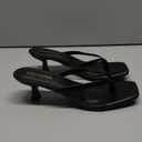 Women's Kitten Heels Sandals Square Open Toe Flip Flop Heels 1.8-2 Inch Heeled Sandals for Women (7, Black)