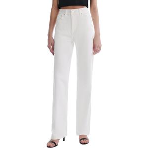 Womens Jeans High Waisted Straight Leg Stretchy Jeans Trendy Wide Leg Casual Fit Denim Pants (6, White)