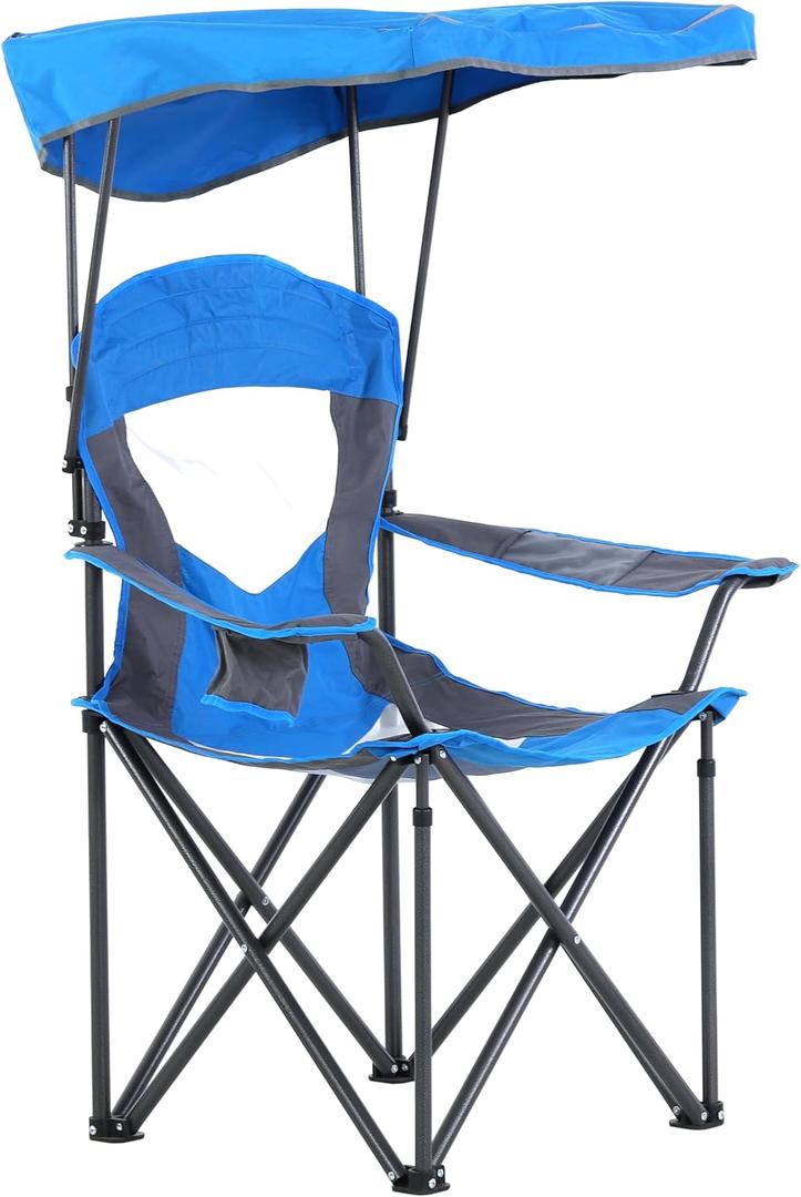 ALPHA CAMP Oversized Camping Chair with Shade Canopy, Folding Lawn Chairs (Single Pack, Royal Blue)