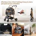 Iononeed 3-in-1 Dog Stroller with Rain Cover, Quick Foldable, Detachable Carrier & Car Seat, for Medium Dogs Cats Up to 50 lbs, Anti-Shock Solid Rubber Wheels, Grey