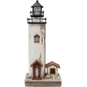 Wooden Lighthouse Decor with Light, Decorative Nautical Lighthouse Rustic Ocean Sea Beach Themed Lighthouse Decoration, Handcrafted Tabletop Nautical Themed Home Decor Bathroom Decor (12H)