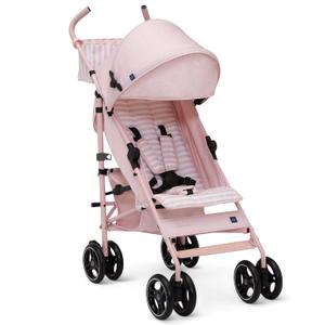 BabyGap Classic Stroller - Lightweight Stroller with Recline, Compact Fold & Removable Parent Organizer - Made with Sustainable Materials, Pink Stripes