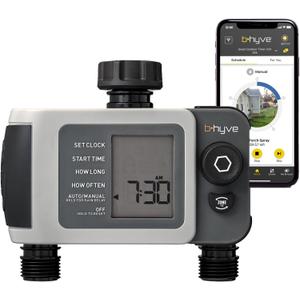 Orbit B-hyve XD 2-Port Smart Hose Watering Timer - Features Dual Outlet Irrigation Control - App Controlled Watering Timer with Bluetooth - Weatherproof Battery Powered - 24632