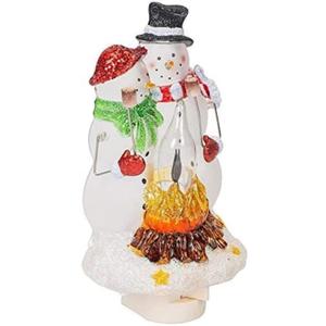 Roman Snowmen Couple by Campfire 8 Inch Acrylic Swivel Plug-in Bubble Night Light