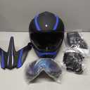 Adult Off-Road Motorcycle Helmet, Dot Approved Full Face Helmet, Equipped with Sun Visor and Detachable Inner Liner, Fashionable and Lightweight Design. (Blue, Small)