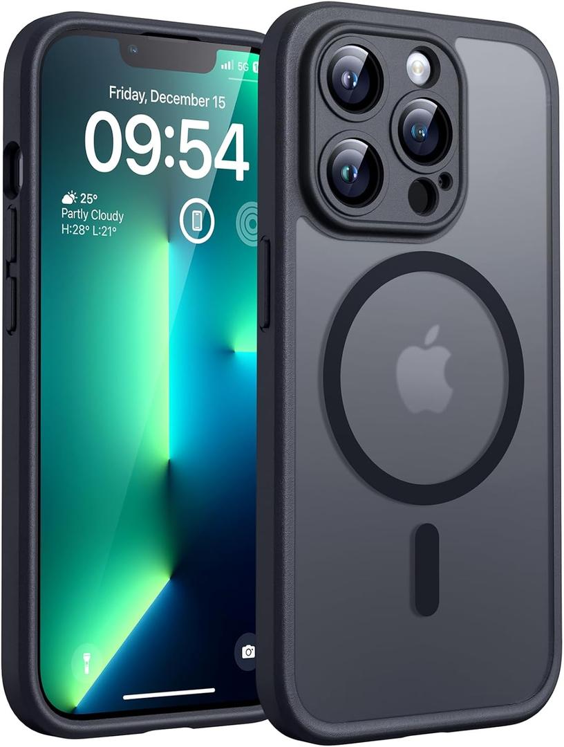 3 x TOCOL for iPhone 13 Pro Max Case, Full Camera Protection, Drop Protection, Compatible with Magsafe, Matte Phone Case for iPhone 13 Pro Max 6.7 inch (Matte Black)