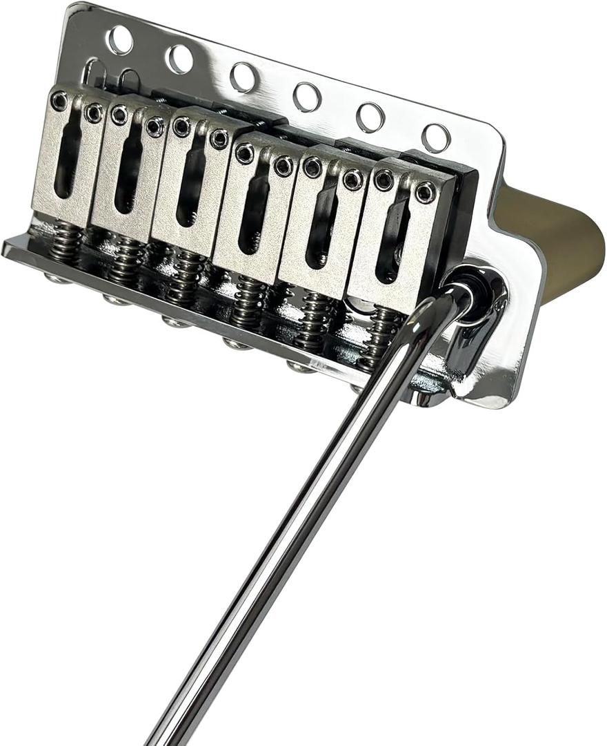 10.5mm Electric Guitar Bridge Gold 6 Point tremolo bridge Stainless Steel Saddles Plate Brass Block Electric Guitar Bridge 6 String Start Stratocaster (Chrome)