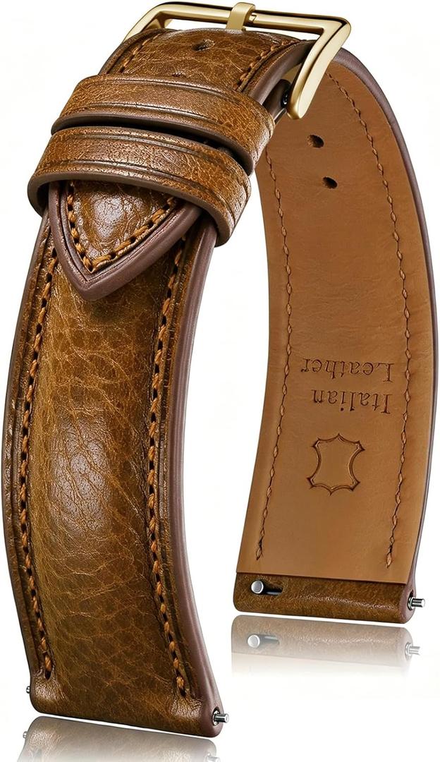 Getalia Italian leather Watch Band Tuscany Natural Vegetable-Tanned Full Grain Genuine Leather,18mm 19mm 20mm 21mm 22mm Quick Release Replacement Watch Straps for Men and Women Thick and Soft