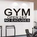 SEATUNE X-Large Gym Wall Stickers - Inspirational Quotes Motivational Fitness Wall Decals - Bedroom Gym Garage Home Vinyl Art Wall Decor - Gym Open 24.7 No Excuses 36.2"X19"