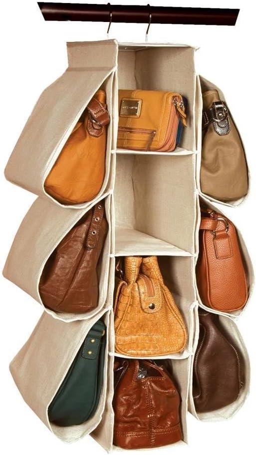 Hanging Purse Handbag Organizer Homewares Nonwoven 10 Pockets Hanging Closet Storage Bag