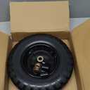 4.10/3.50-4 Tire and Wheel Flat Free 10" x 3" (1Pcs) Universal Solid Wheelbarrow Tire with 5/8" and 3/4" Bearings 2.17 Hub Centered, for 4.00-6, 3.50/2.50-8, Wheelbarrow Wheels