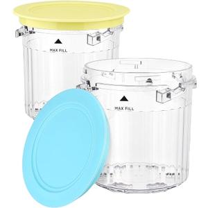 Pint Containers and Lids Replacement for Ninja Creami Breeze Ice Cream Maker - 2 Pack, 16oz Cups Compatible with NC101 NC201 NC201Q NC205A Series- BPA-Free & Dishwasher Safe