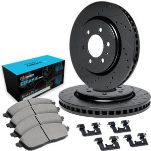 R1 Concepts Front Brakes and Rotors| Hardware Included| Front Ceramic Brake Pads and Rotors Kit| Fits 1995-2002 Toyota 4Runner; 1995-2004 Toyota Tacoma