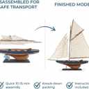 NAUTIMALL 25" Wooden Sailboat Model Columbia America's Cup Ship Nautical Yacht Vintage Rustic Home Decor (Vintage Blue), 25.2 Inches X 3.3 Inches X 25.2 Inches