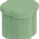 B FSOBEIIALEO Storage Ottoman Cube, Flowers Shaped Ottomans with Storage Foot Stool Footrest, Boucle Ottoman Seat for Dorm Room, Faux Teddy Fur, Green 15"x15"x15"