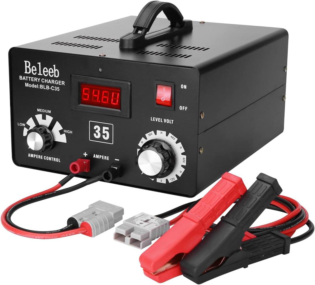 C35 Adjustable Battery Charger 12V 24V 36V 48V 60V 72V, Pulses of High-Voltage Battery Desulfator Maintainer with Smart Chip for Lead-Acid Lithium-ion Batteries