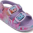 ChayChax Toddler Boys Girls Double Buckle Sandals Children's Adjustable Back Strap Water Sandal (Purple Tie Dye)