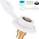 RV City Water Inlet with Check Valve, 3/4" NH Female to 1/2" NPT Male, RV Water Inlet Connection for Camper, Trailer, Marine, White