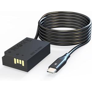 DR-E18 Coupler Dummy Battery to USB Type-C Power Cable, Replacing LP-E17 Battery, for Canon EOS R50 R50V R8 R10 R100 RP 77D 200D II 250D 750D 760D 800D 850D T6s T7i T8i SL2 SL3 8000D 9000D