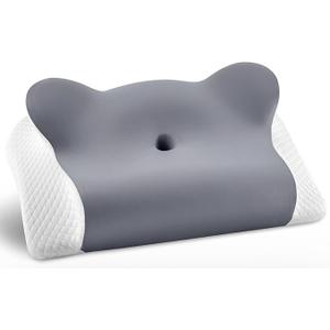 Cervical Pillow for Neck Pain Relief - Cooling Ergonomic Dual-Sided Orthopedic Neck Pillow with Ice Silk Pillowcase, Breathable Memory Foam Contour Pillow for Side, Back, Stomach Sleepers, Queen Size 25.2"Lx15.35"Wx5.12"H, Dark Grey