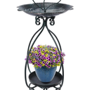 VCUTEKA Bird Bath with Flower Planter Pedestal, birdbath for Outdoors with Lotus, 33" Height Vintage Bird Baths for Garden Yard Patio Lawn Decor