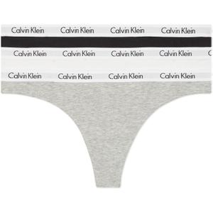 Calvin Klein womens Carousel Logo Cotton Stretch Thong Panties, Multipack (Black, L)