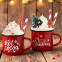 Jingmore 2 Pack Christmas Coffee Bar Decor with Faux Whipped Cream Ceramic Gingerbread Coffee Mugs Faux Hot Cocoa Toppers Christmas Tree Gingerbread Man Decoration for Xmas Bar Centerpieces