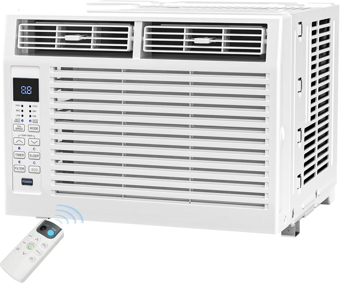 Antarctic Star 6,000 BTU Window Air Conditioner, Window AC Unit, Cools Rooms up to 250 Sq.Ft., 6 in 1 Modes Air Conditioner Window Unit with Remote Control, Easy to Install, Energy Saving, White
