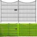 5 Panels Decorative Garden Fence with Gate, 32 in(H) X 12 ft(L) No Dig Dog Fence Animal Barrier Outdoor for Yard, Rustproof Metal Garden Edging and Borders, Temporary Fencing Stakes