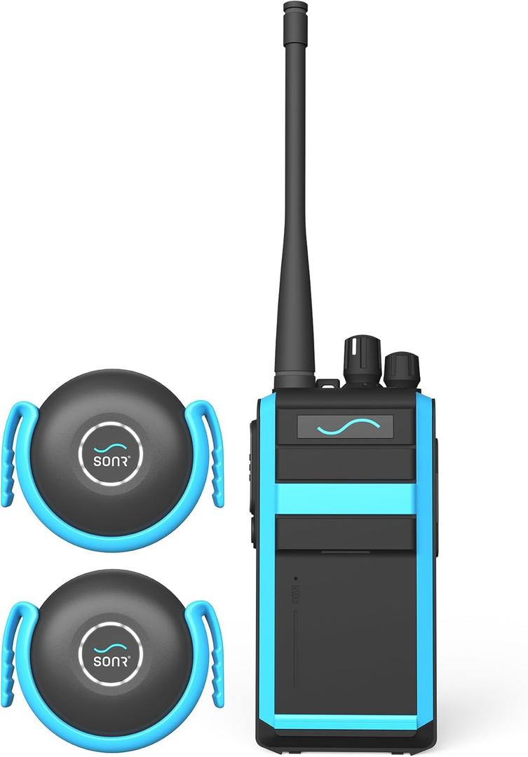 SONR Dual Receiver Pack Swim Coach Communicator, Waterproof, Underwater Communicator, Swimming, Swim, Coach Gifts, Bone Conduction, Real-time Coaching, Headphones, Metronome (Black)