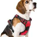 rabbitgoo Dog Harness Medium Sized, No Pull Pet Harness with 3 Buckles, Adjustable Soft Padded Vest with Control Handle, Walking Reflective Pet Vest for Medium Dogs, Red, M