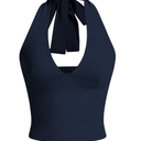 SOLY HUX Women's Halter Tops V Neck Tie Backless Summer Crop Tank Top, S