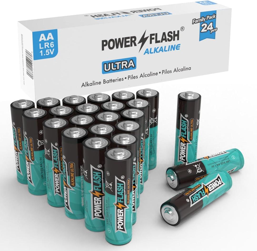 AA Batteries with Fresh Date - 24 Industrial Pack - Ultra Long Lasting All Purpose Double A Alkaline Battery (24 Count Pack)