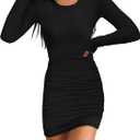 Valiamcep Womens Summer Tank Dress Crewneck Sleeveless Ribbed Knit Slim Fit Bodycon Mini Dresses (Small, Black)