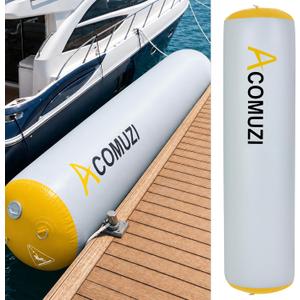 Inflatable Boat Fenders Bumpers Large Boat Bumpers for Docking Heavy Duty, Inflatable PVC Large Dock Fenders with 2 Ropes, Repair Kit & Bag for Pontoon Fishing Boats Yachts Jet Skis