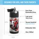 THERMOS FUNTAINER Water Bottle with Straw - 12 Ounce - Kids Stainless Steel Vacuum Insulated Water Bottle with Lid, Spiderman