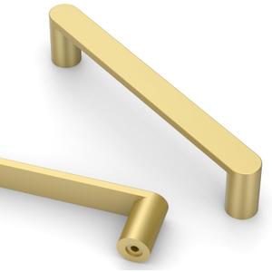 Asidrama 10 Pack 5 Inch(128mm) Brushed Gold Kitchen Cabinet Handles, Cabinet Pulls Kitchen Cabinet Hardware for Cupboard Drawer Pulls (5" Hole Center)