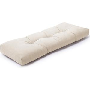 Indoor Bench Cushions, Tufted High-Density Foam Cushions for Indoor Furniture, Soft Bench Seat Cushion with Non-Slip Bottom, 42" X 16" X 4 (Cream)