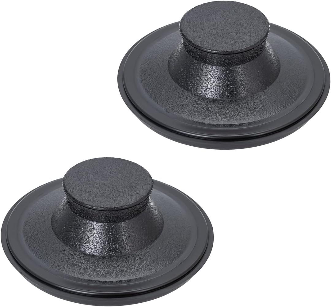 2 Pack Kitchen Sink Stopper, Garbage Disposal Dishwasher Plug Cap, Durable Plastic Drain Stopper, Snug Fit Without Water Leakage, Easy to Clean, Compatible with Standard Kitchen Drains, Black