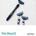 Razor 3 for Men - Replaceable Cartridges for Manual Shaving Razor - 3-Blade Technology Refills - Fits Gillette Mach3 - Soft Shave Sharp Blades - Cost-Effective Refill (12 Refills)
