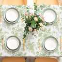 Green Flower Tablecloth Rectangle Floral Fabric Table Cloth Washable Wildflower Table Cover for Spring Picnic Dinner Decoration, 60 x 104 Inch